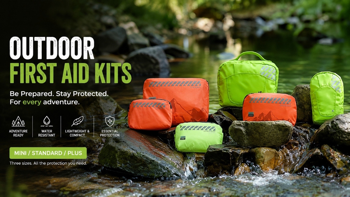 Three-level first aid kit range for camping, overlanding, and outdoor retail customers