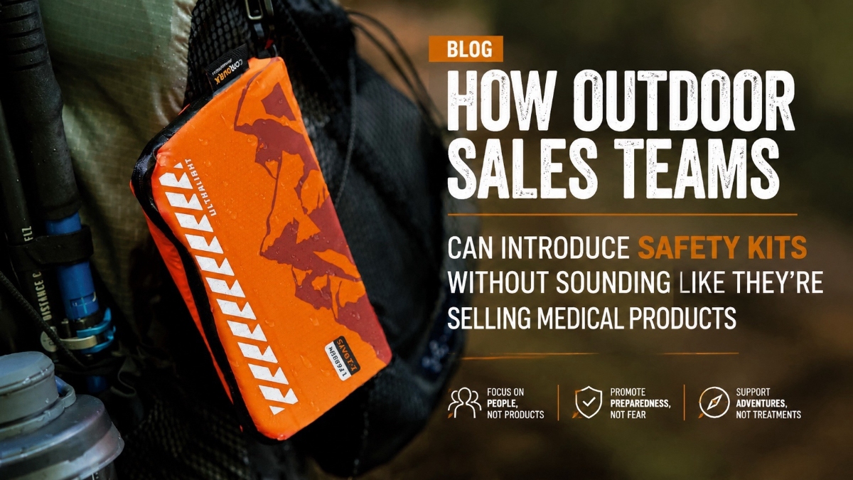 Outdoor sales teams introducing safety kits naturally during camping and overlanding product conversations