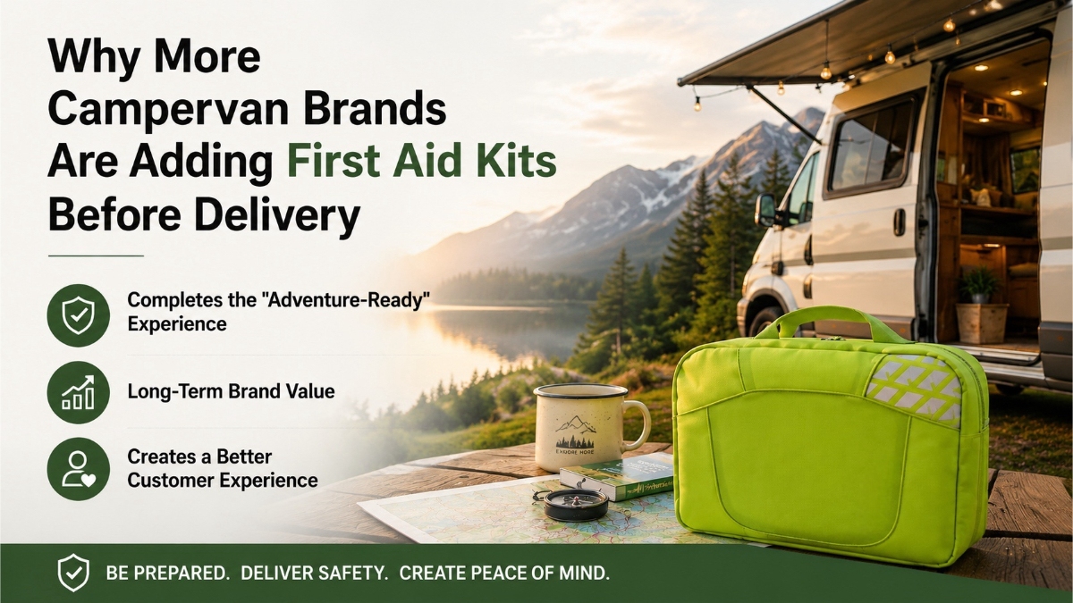 Branded first aid kit added to campervan delivery experience to strengthen customer loyalty and increase accessory sales