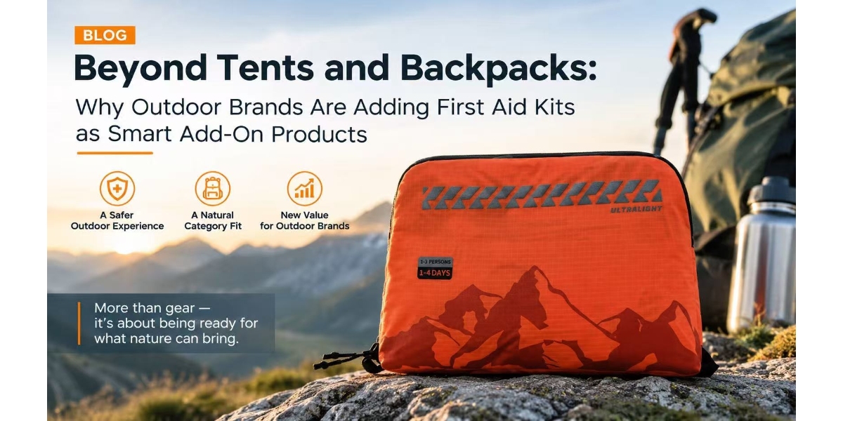 Outdoor brands adding first aid kits as smart add-on products for tents, backpacks, camping, and remote travel customers